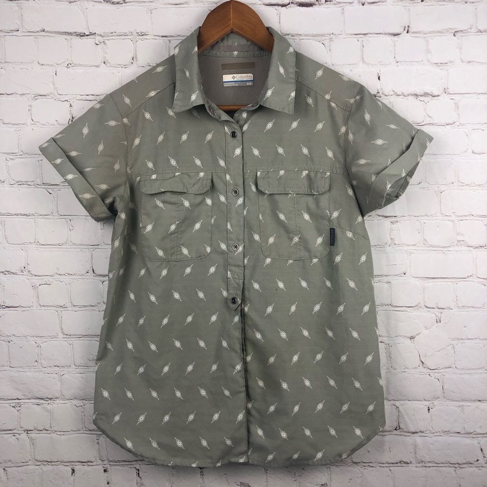 Columbia Light Gray Button Up Women's Sz Medium